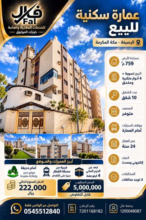 Building 759.67 SQM Facing East Alresefa, Makkah Al Mukarramah