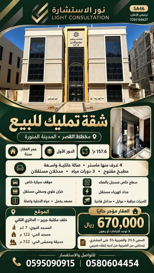 شقة وادي مذينب، المدينة المنورة