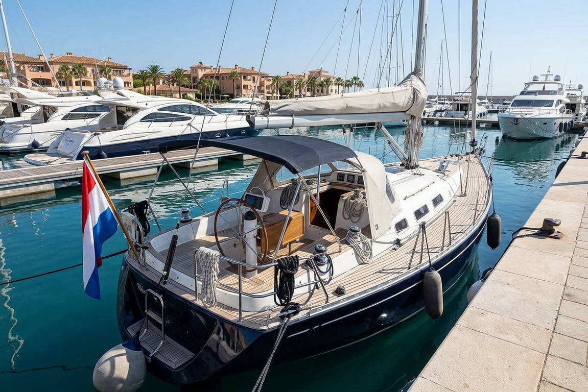 Victoire 1044 salon and galley interior layout