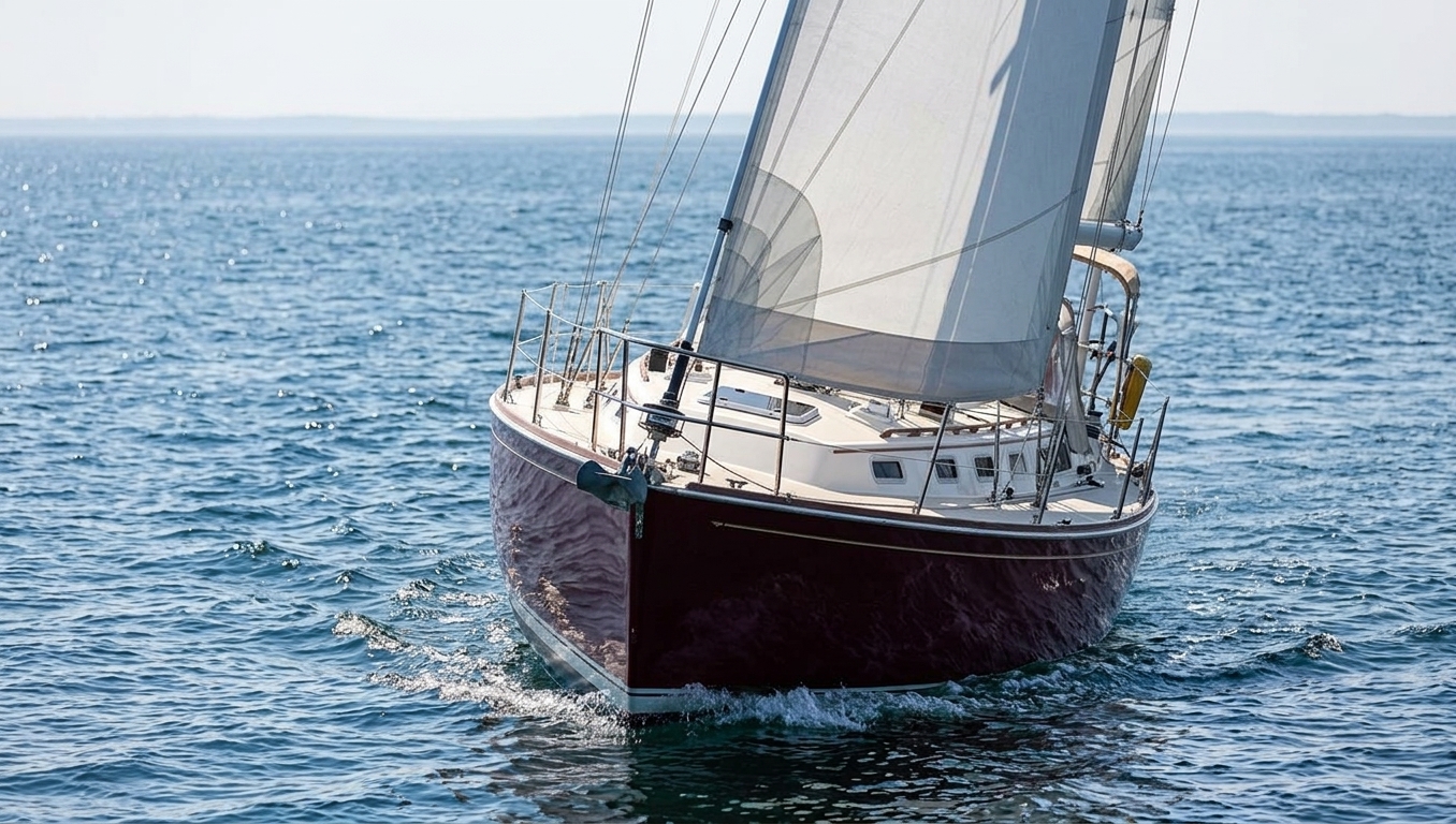 Sabre 38 heeling gracefully through waves during offshore passage