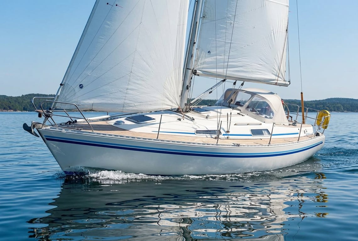 Comfortina 32 heeled over on a close reach in open water