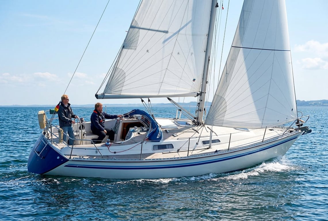 Comfortina 32 under sail showing clean hull lines and deck layout