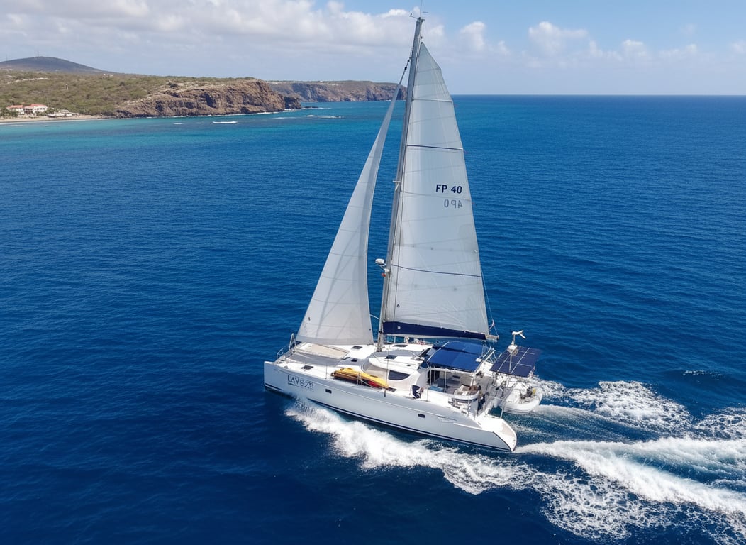 Fountaine Pajot Lavezzi 40 sailing in blue water conditions