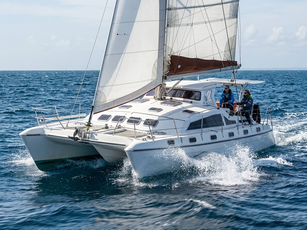 Twin engine compartment and saildrive setup on Prout Escale 39