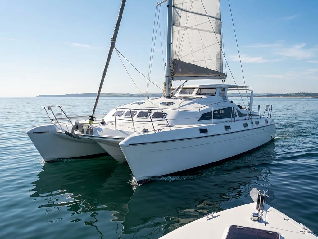 Prout Escale 39 underway under full sail during coastal cruise