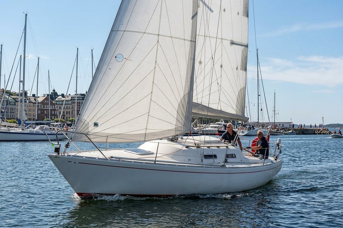Hull and keel profile of Sailboat Accent 26 on trailer