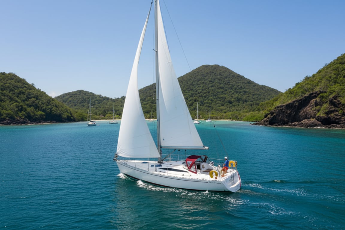 Spacious Delphia 37.3 yacht saloon interior, light wood paneling, large panoramic windows, U-shaped settee