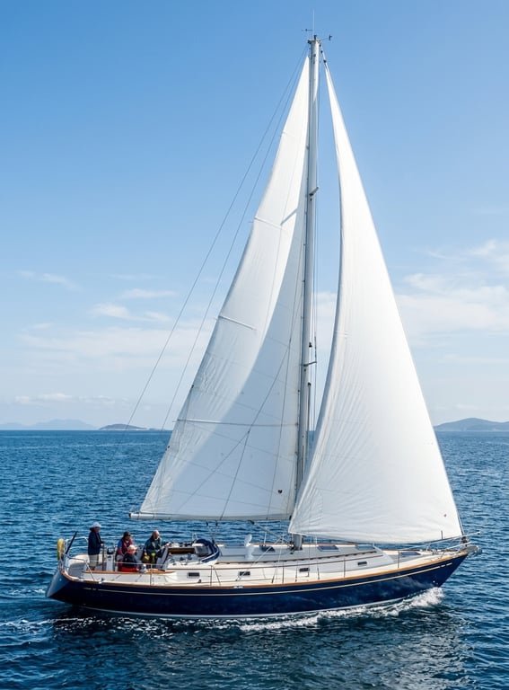 Detailed view of Valiant 40 deck layout with cockpit winches and companionway hatch