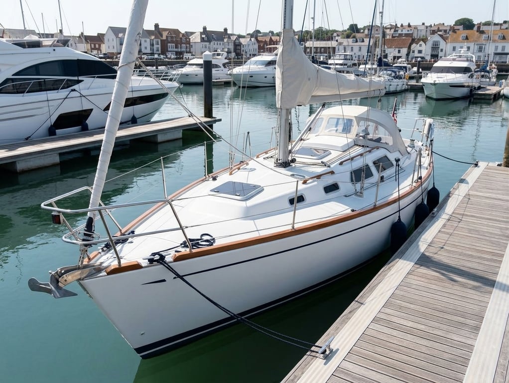 Compact Aphrodite 101 cabin interior showing V-berth and saloon seating