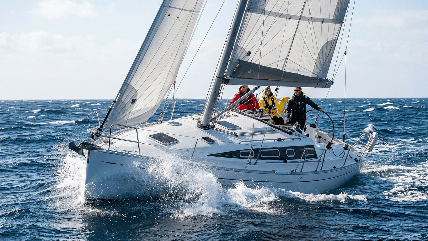 Volvo diesel engine compartment aboard Feeling 1090 sailboat