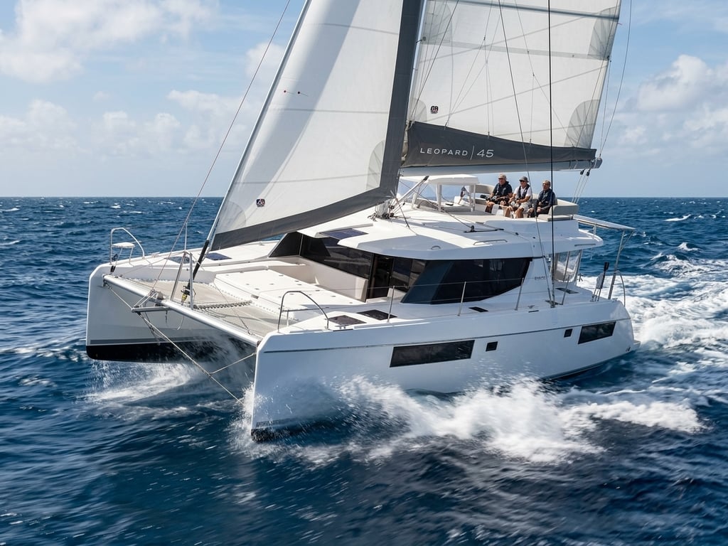 Twin Yanmar diesel engines installed in Leopard 45 engine rooms