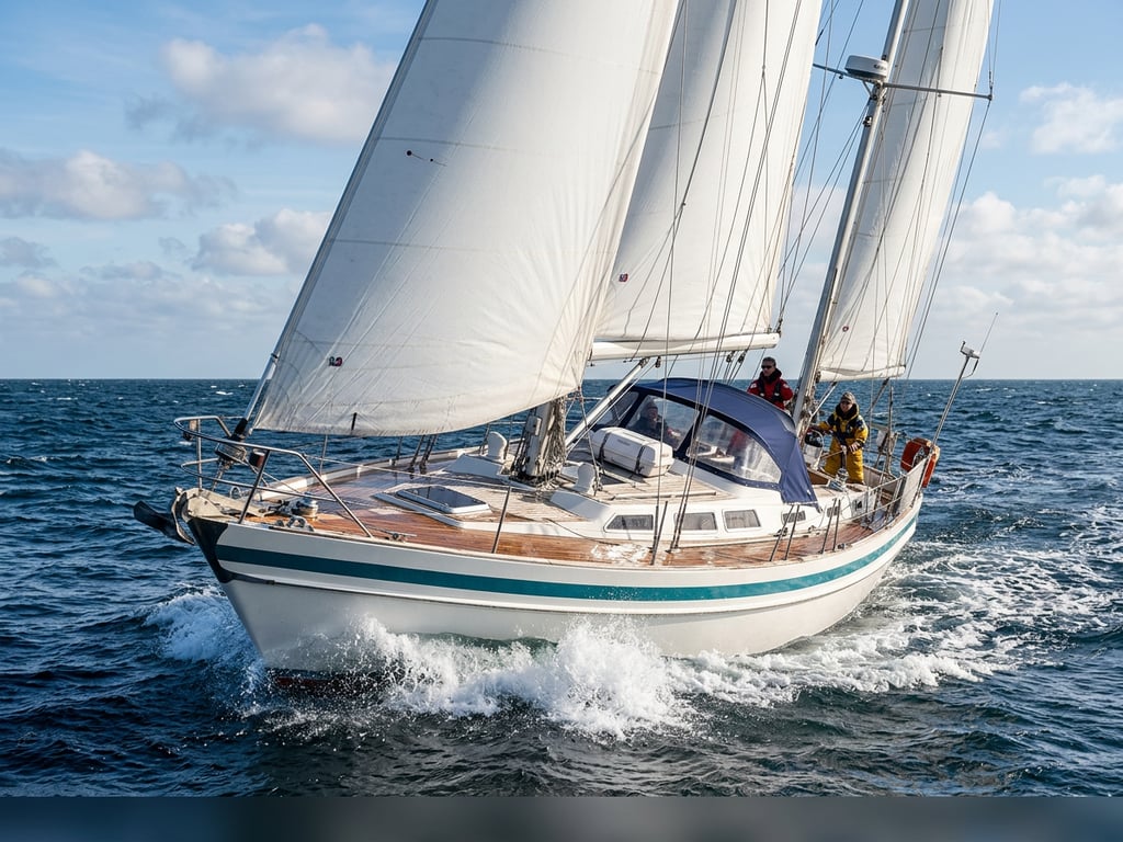 Engine compartment view of Contest 42 with diesel installation