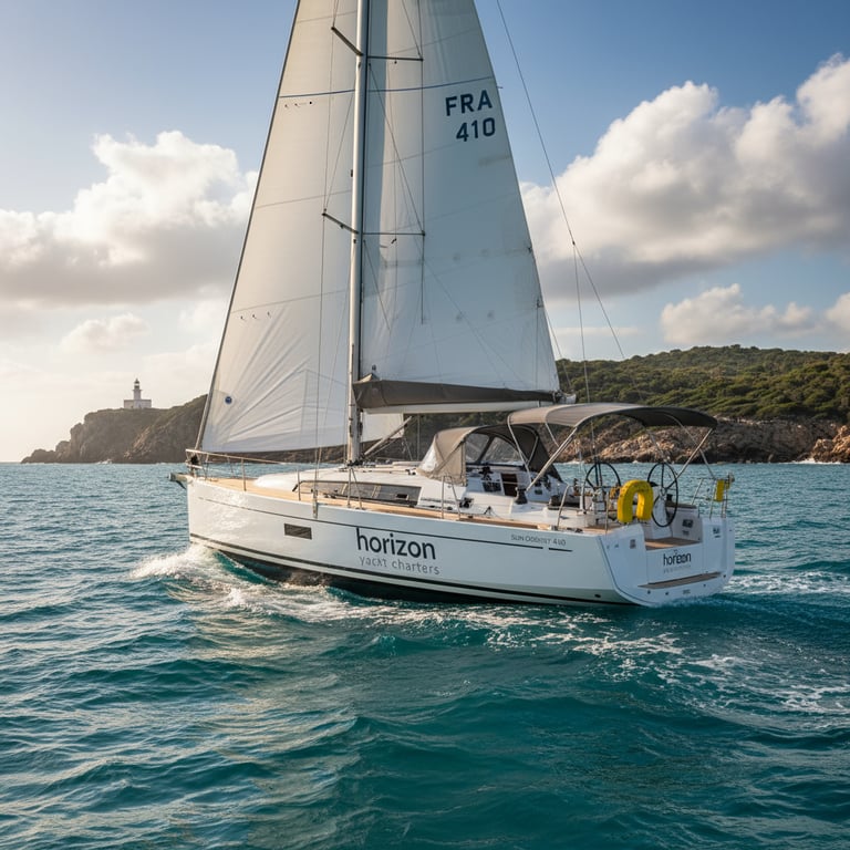 Jeanneau Sun Odyssey 410 moored in sunny marina, port side view, spacious teak deck and cockpit