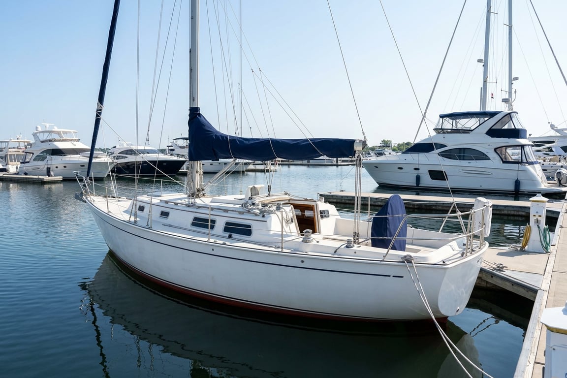 Spacious interior salon of Niagara 35 with wooden cabinetry