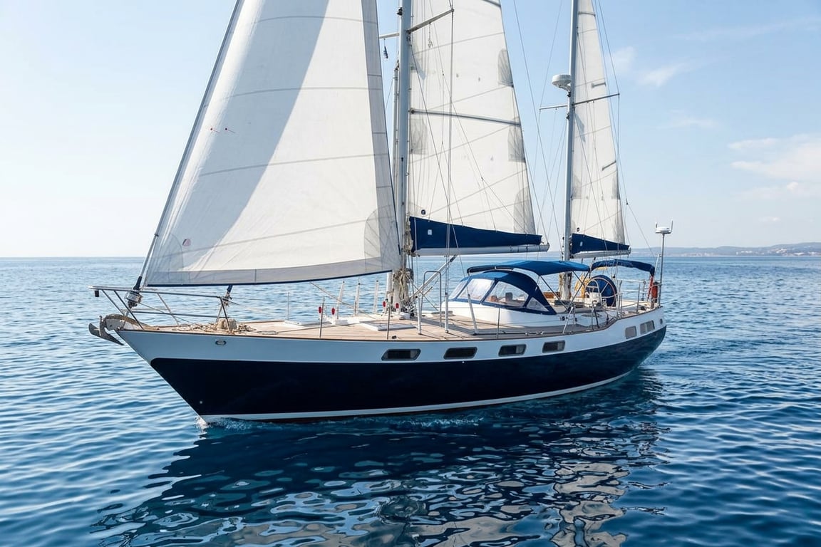 Amphitrite 43 yacht underway showing stable performance in moderate seas
