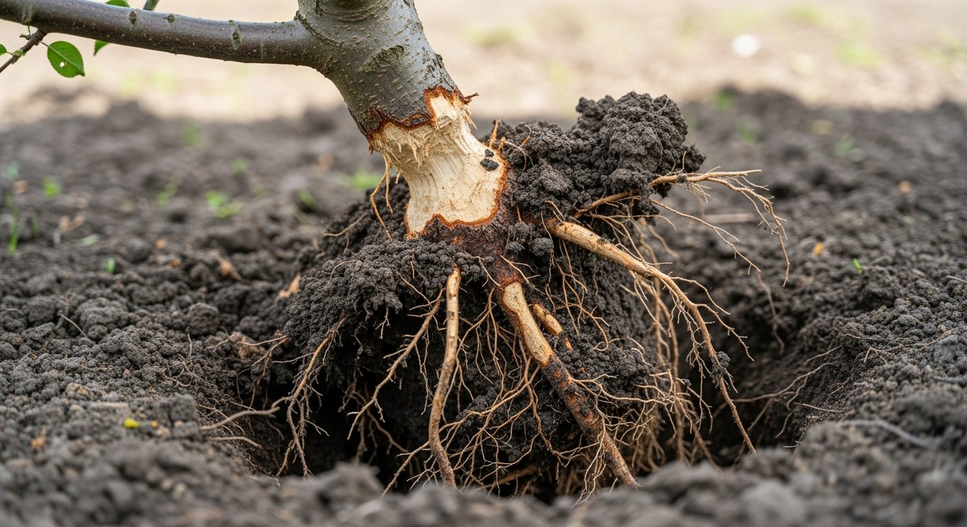 Schäden an Wurzeln, Obstbäumen und Beeten