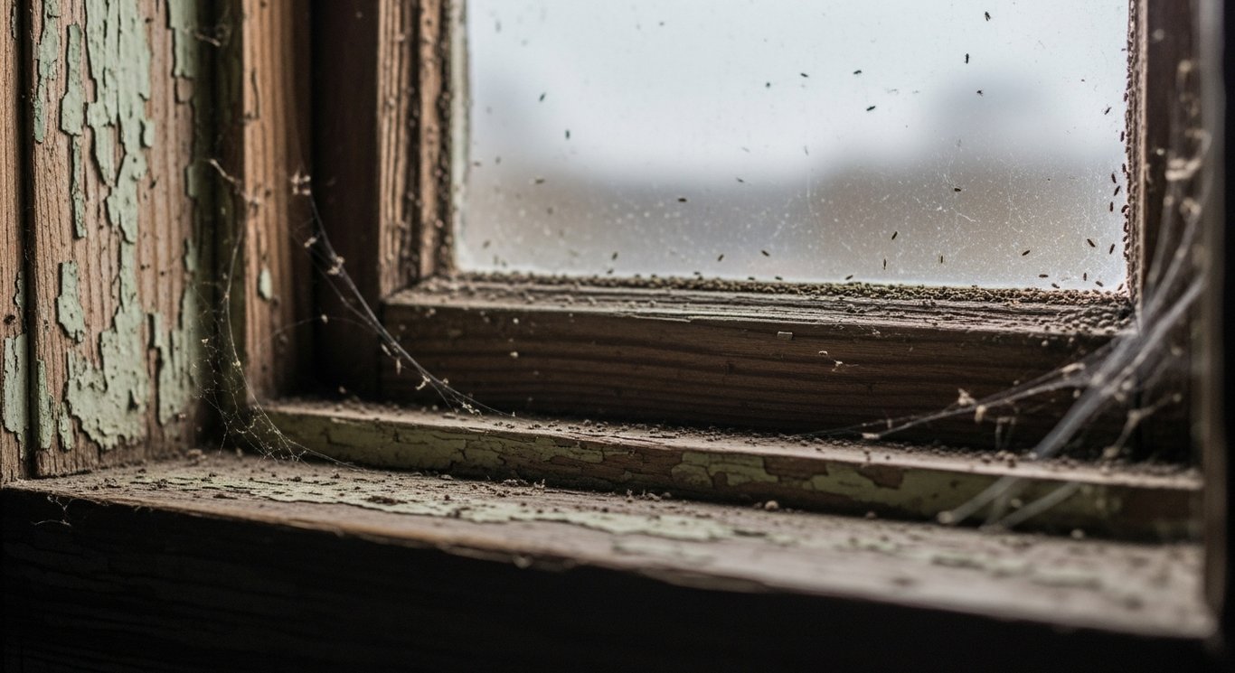 Cluster-Fliegen (Herbstfliegen) am Fenster