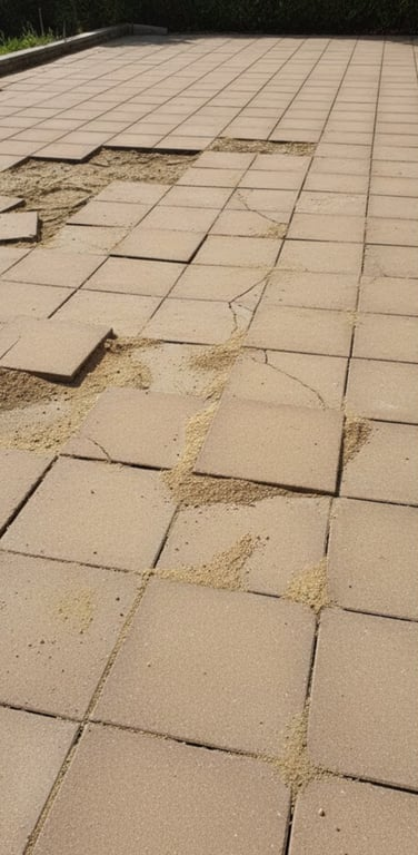 Gepflasterte Hangterrasse vor dem Absacken bewahrt – vorher, in Iserlohn