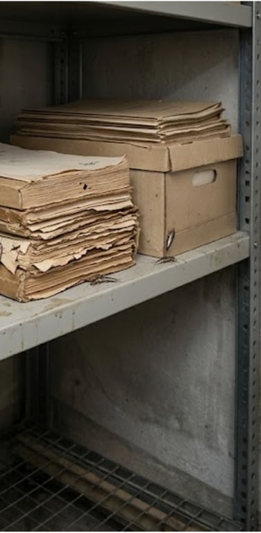 Rettung eines privaten Archivs vor Fraßschäden – vorher, in Dortmund
