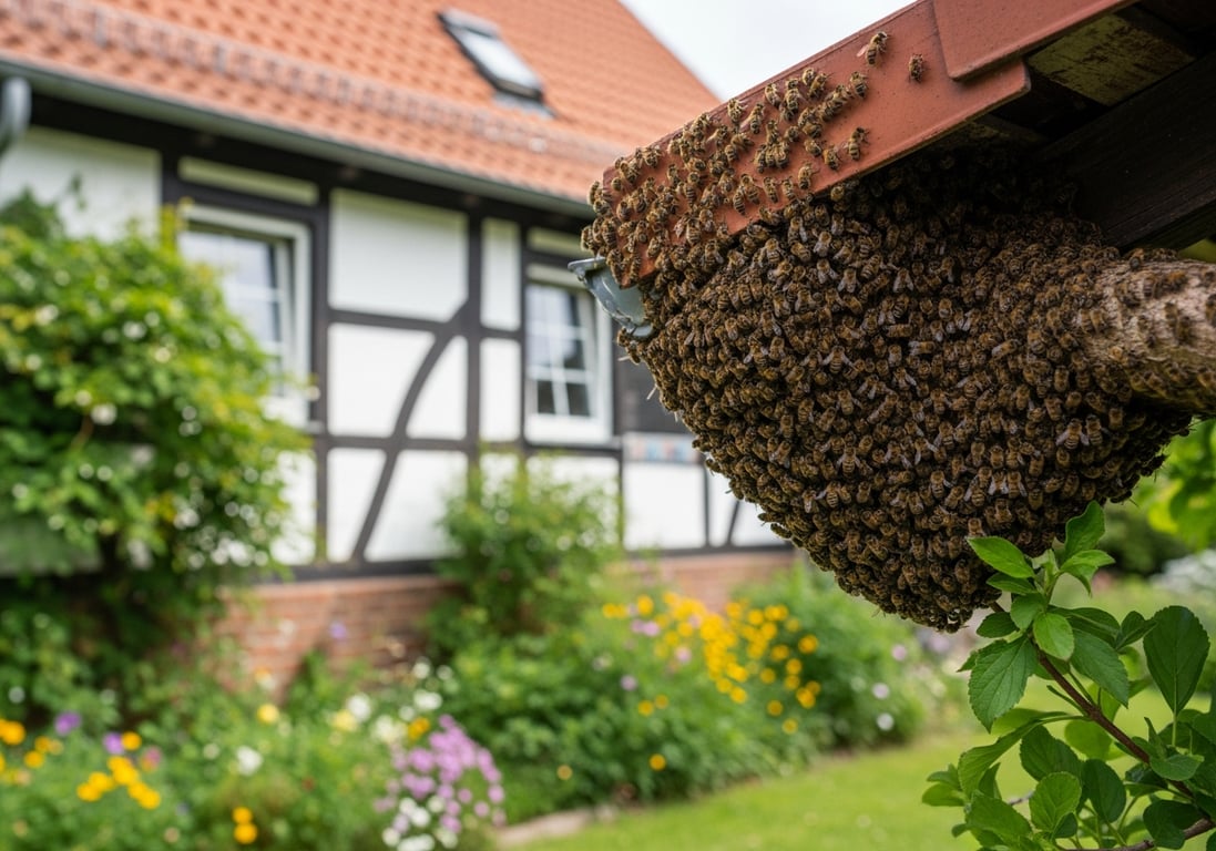 Bienenschwarm an der Dachkante – Befall in Dortmund