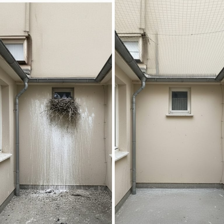 Lückenlose Vernetzung eines Balkons zur Vogelabwehr in Essen