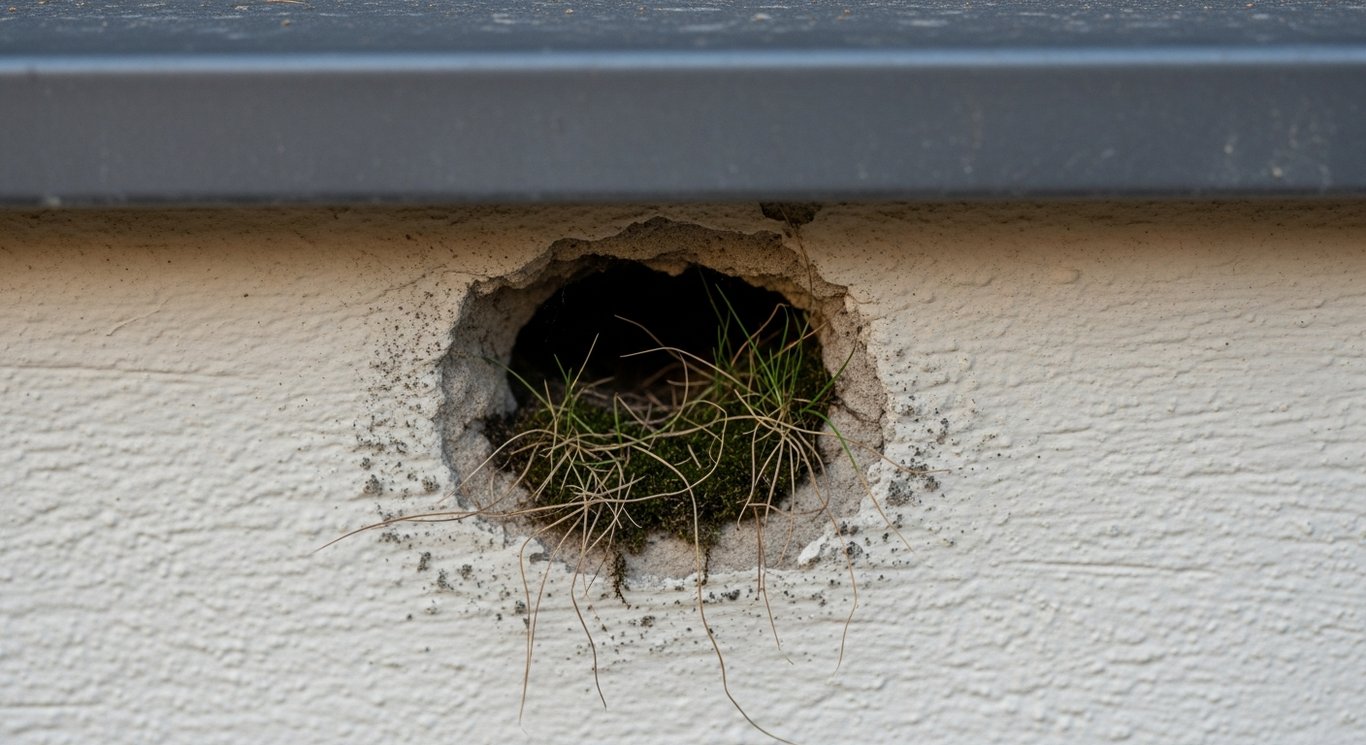 Anzeichen für ein Hummelnest am Haus