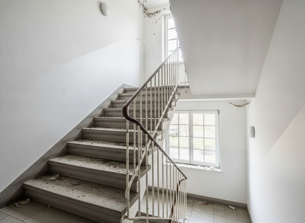 Treppenhaus eines Mehrparteienhauses – vorher, in Gelsenkirchen