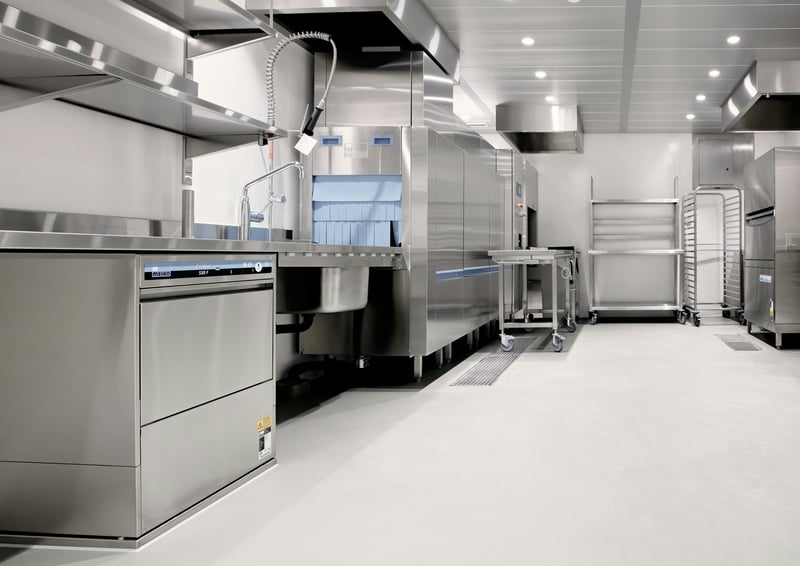 Commercial kitchen being professionally deep cleaned