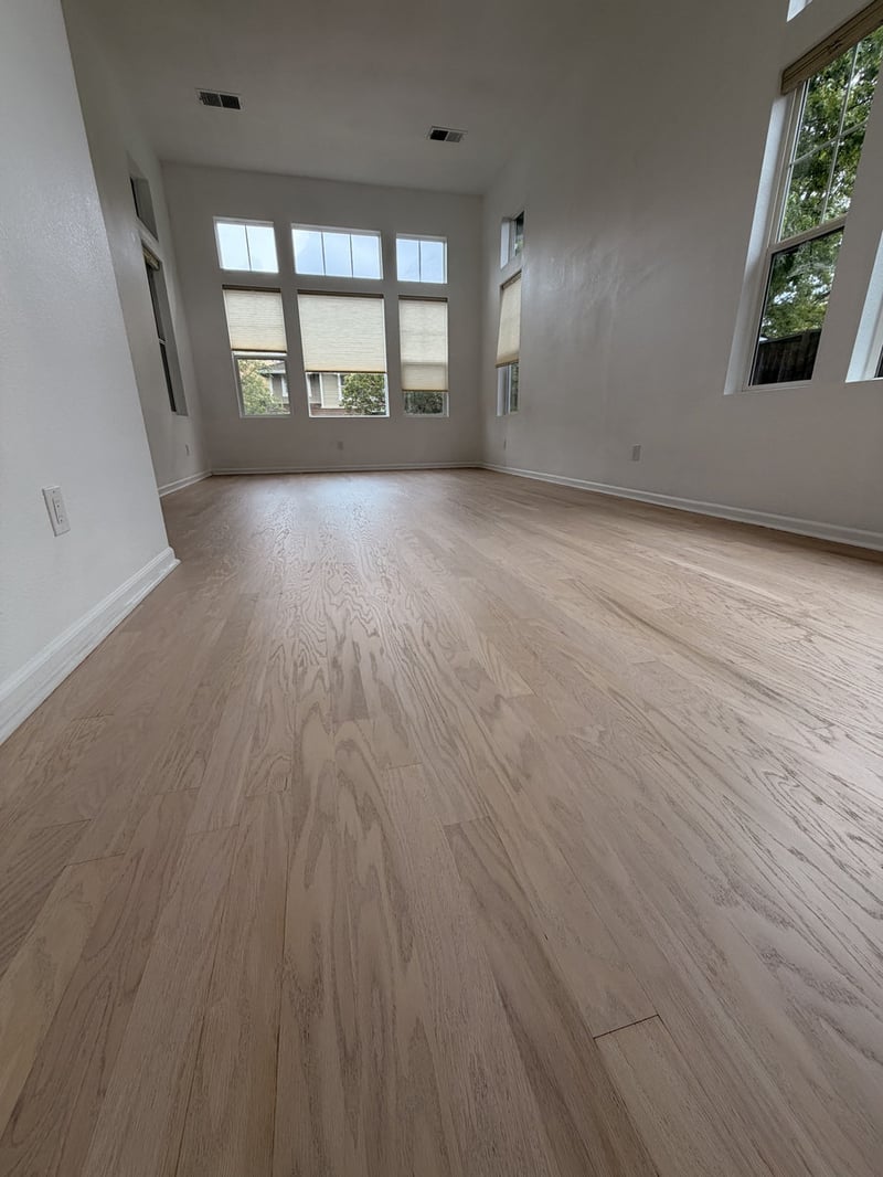 Freshly refinished hardwood floor in an East Bay home