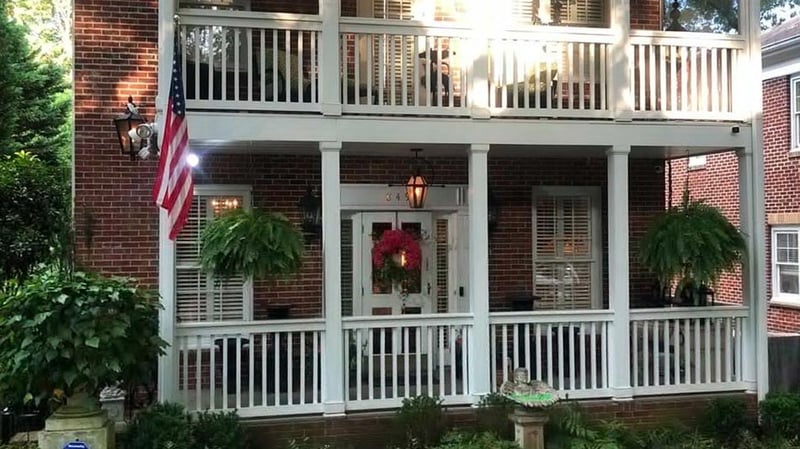 Damaged roof of apartment complex