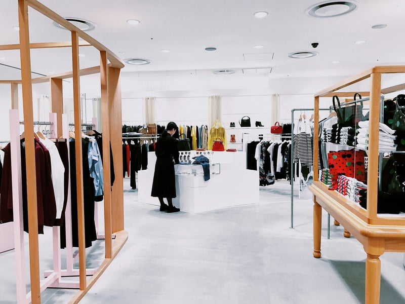 Clean, bright shopping mall interior