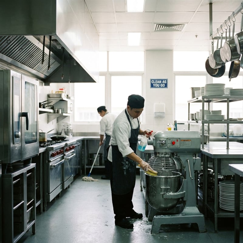 Restaurant exhaust hood and duct system being professionally cleaned