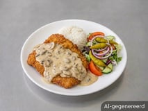 Schotel schnitzel champignonroomsaus