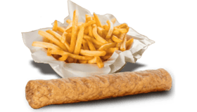 Frikandel of kroket met friet en saus