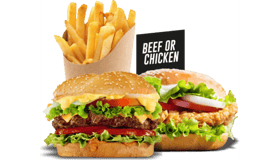 Twee burgers met friet