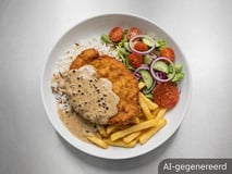 Schotel schnitzel pepersaus