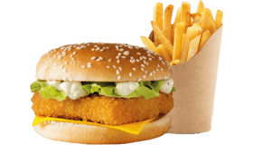 Fish burger met friet