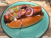 Pulled beef loaded dog