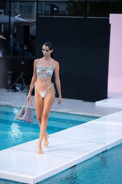 Swim Model Runway White Eyelet Resort Wear Look