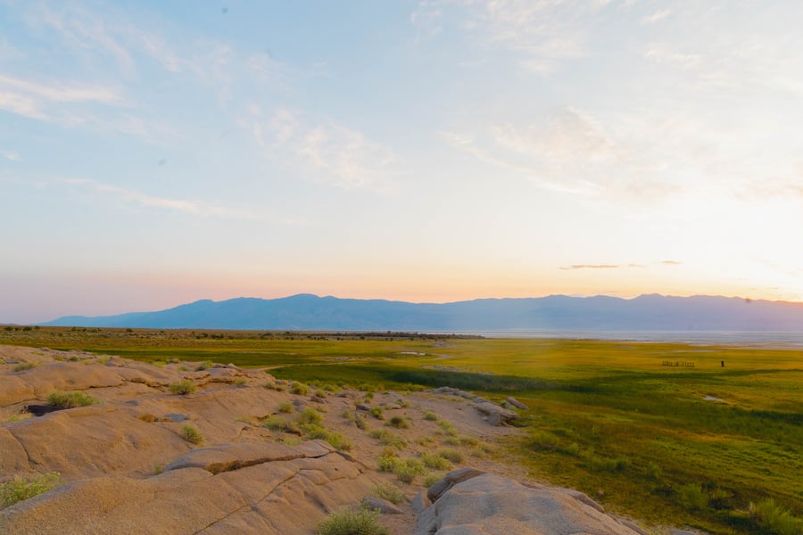 Serene Coastal Sand Dunes - Pastel Horizon Minimalist Landscape
