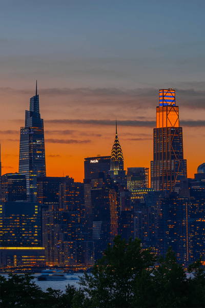 New York City Skyline Sunset Wall Art Dramatic Twilight Silhouette