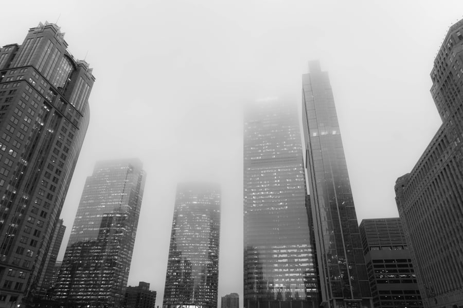 Moody Black and White Chicago Fog - Abstract