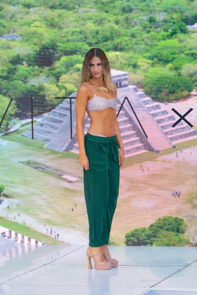 Swimwear Shoot White Top and Emerald Pants Set