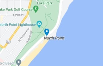  Map showing North Point and nearby landmarks including Lake Park and North Point Lighthouse.