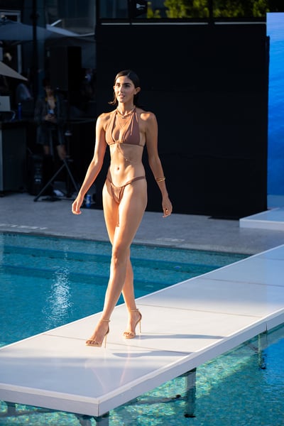 Wall Street Swim White Chain Detail Swimsuit Poses
