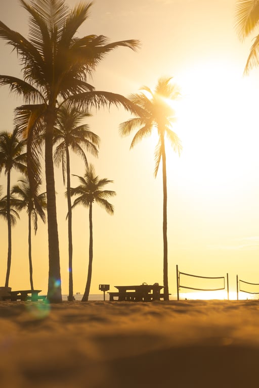 Tropical Sunset Beach Horizon Wall Art Print