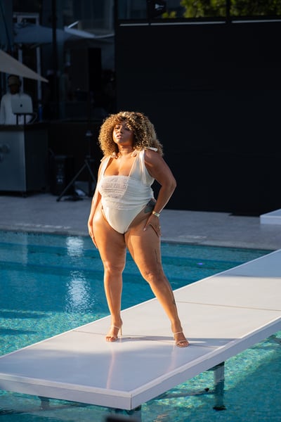 Ellen Hunter x Vauras White Ruched One-Piece Swimsuit