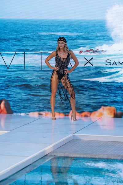 Swimwear Photoshoot Black Metallic Cutout Monokini