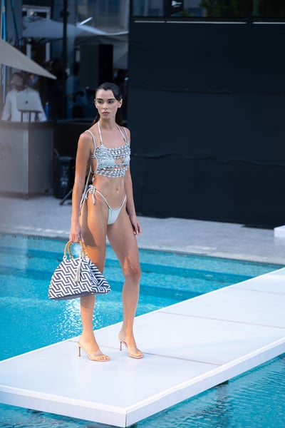 Swimwear Editorial White Eyelet Lace Set Walk