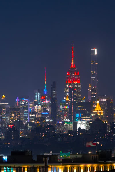 New York City Night Skyline - Colorful Midtown Manhattan Skyscraper Photo